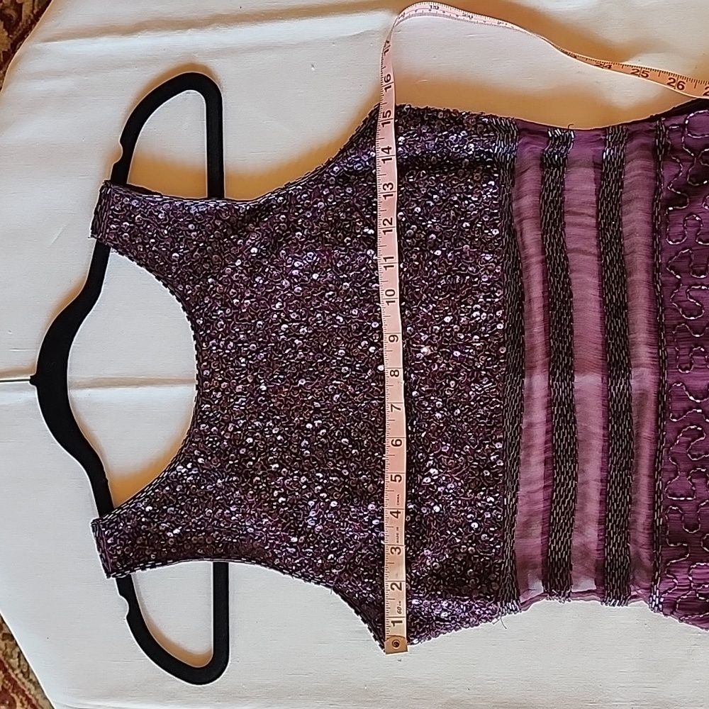 Laurence Kazar Gown 100% Silk Dress size PS plum color beaded VINTAGE - Picture 13 of 17